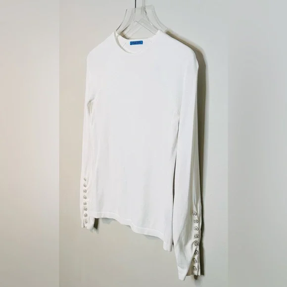 J. McLaughlin Jamey Egret White Crewneck Knit Sweater Shirt Top - Picture 6 of 15